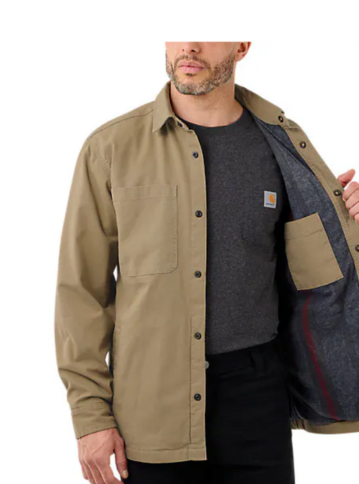 Carhartt Rugged Flex® Relaxed Fit Canvas Fleece-lined Snap-front Shirt Jacket