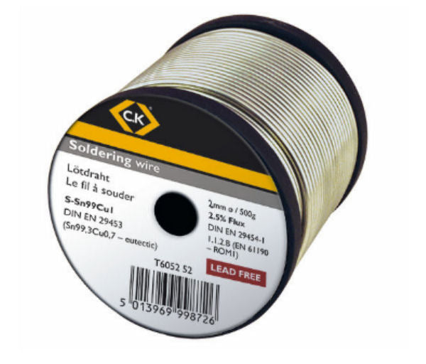 C.K Lead Free Soldering Wire 2mm x 500g Reel - T6052 52