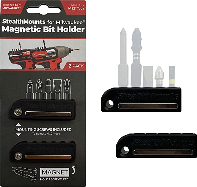 StealthMounts Magnetic Bit Holder for Milwaukee M12 - Black