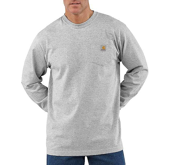 Carhartt® Loose Fit Heavyweight Long-Sleeve Pocket T-Shirt Heather Grey #K126