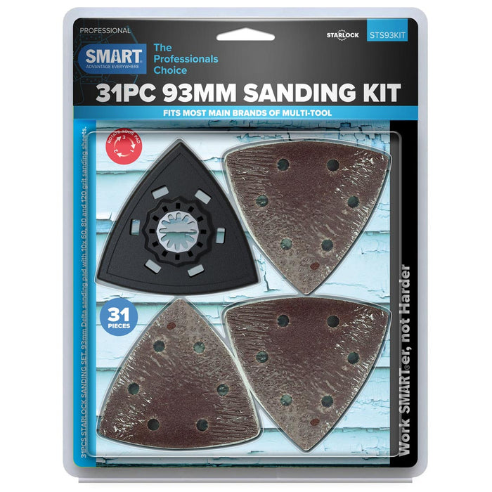 Smart Starlock 31pc Sanding Kit (1 x Sanding pad, 10 x 60, 80 & 120 grit sanding sheets) - STS93KIT