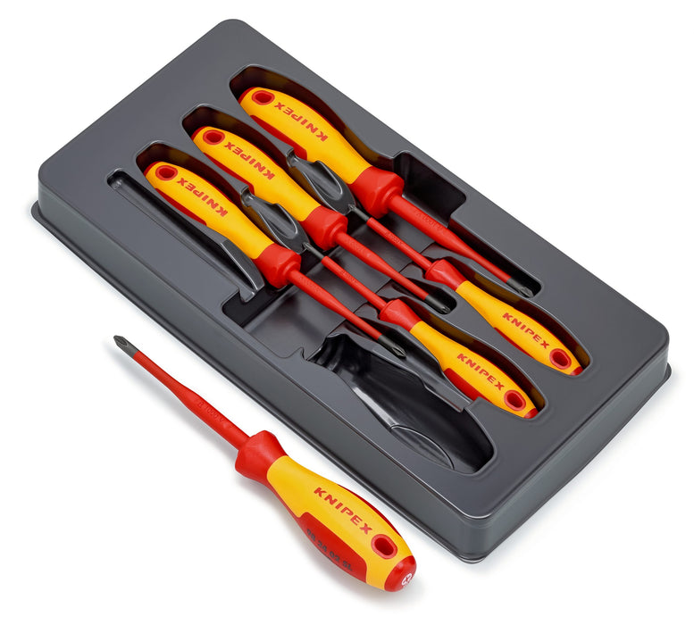 Knipex 6 Piece VDE Slotted, Phillips & Pozi Slim Screwdriver Set 00 20 12 V04