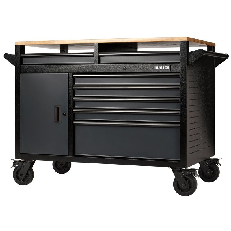 BUNKER 14 Drawer Multi-Functional Workbench Roller Tool Cabinet 48 Grey