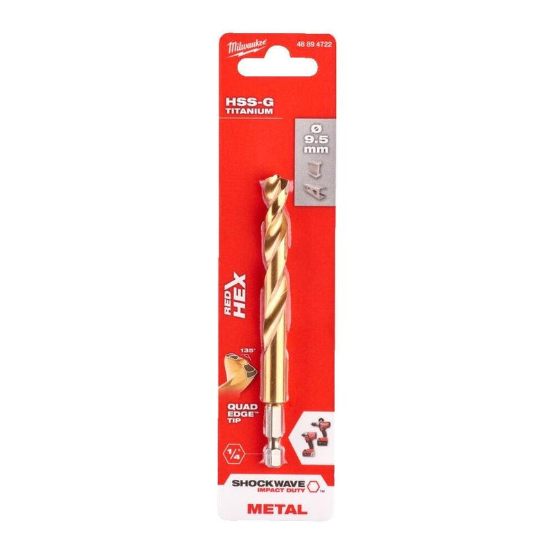 Milwaukee Metal Drill Bit Red Hex Shockwave HSS - Ground Titanium - Tool Monster