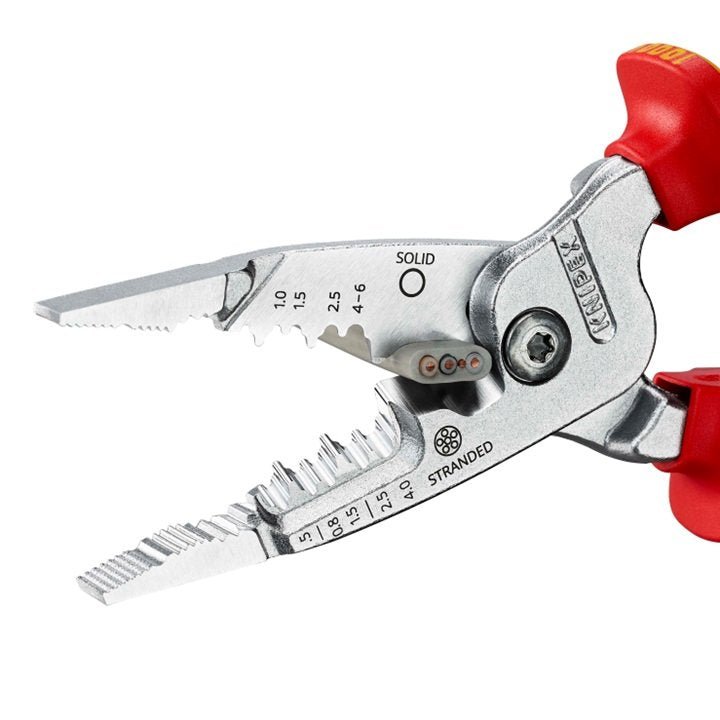 Knipex 13 76 200 ME VDE Insulated Chrome Plated Metric Wire Stripper Multi - Component Grips 200mm - Tool Monster