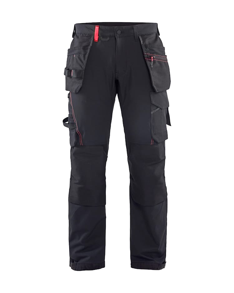 1522 Black/Red Craftsman trousers 4-way stretch