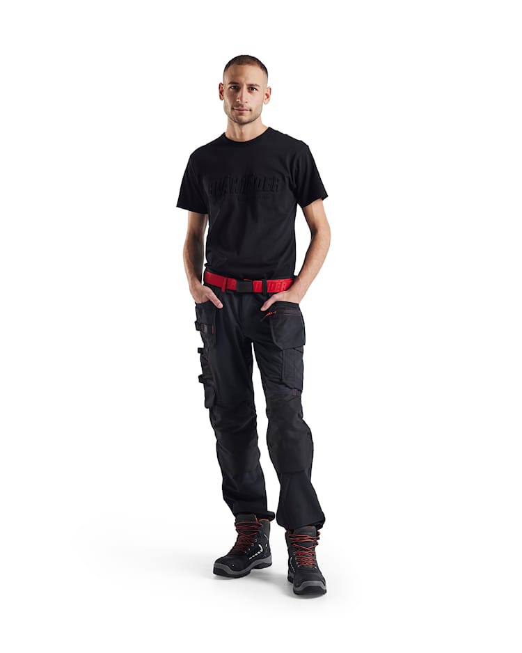 1522 Black/Red Craftsman trousers 4-way stretch