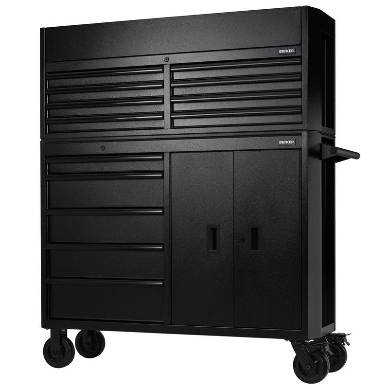 BUNKER 13 Drawer Combined Roller Cabinet and Tool Chest 52 Black