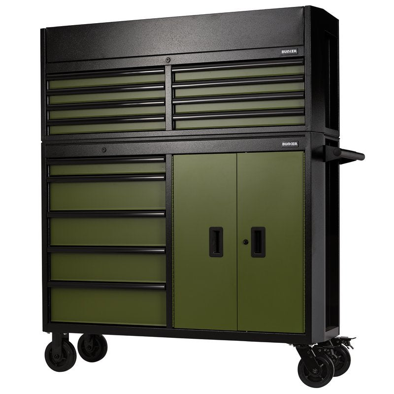 BUNKER 13 Drawer Combined Roller Cabinet and Tool Chest 52 Green