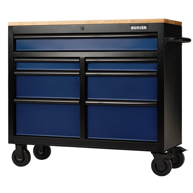 BUNKER 7 Drawer Workbench Roller Tool Cabinet 41 Blue
