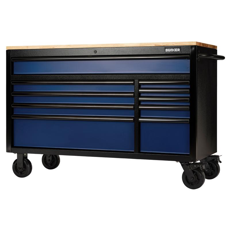 BUNKER 10 Drawer Workbench Roller Tool Cabinet 56 Blue