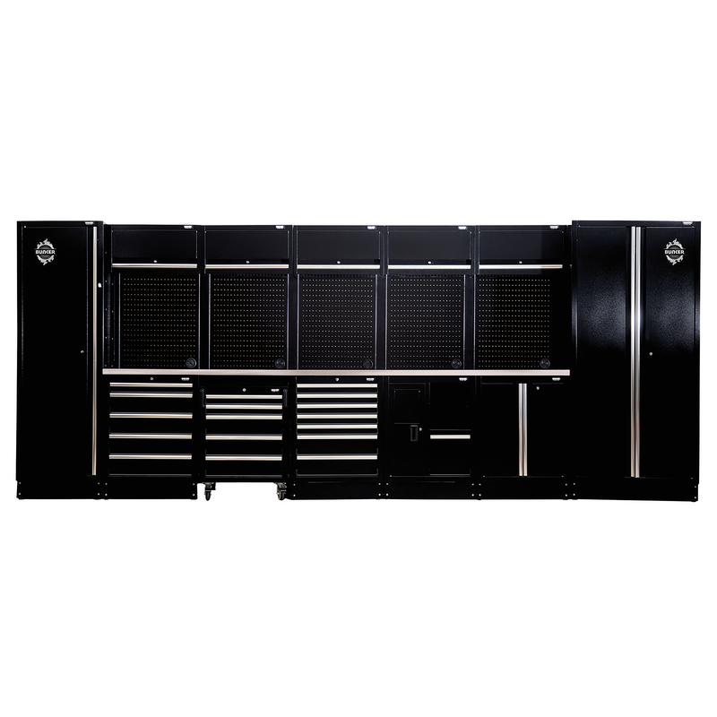 BUNKER 25 Piece Modular Storage Combo with Stainless Steel Worktop 4915mm
