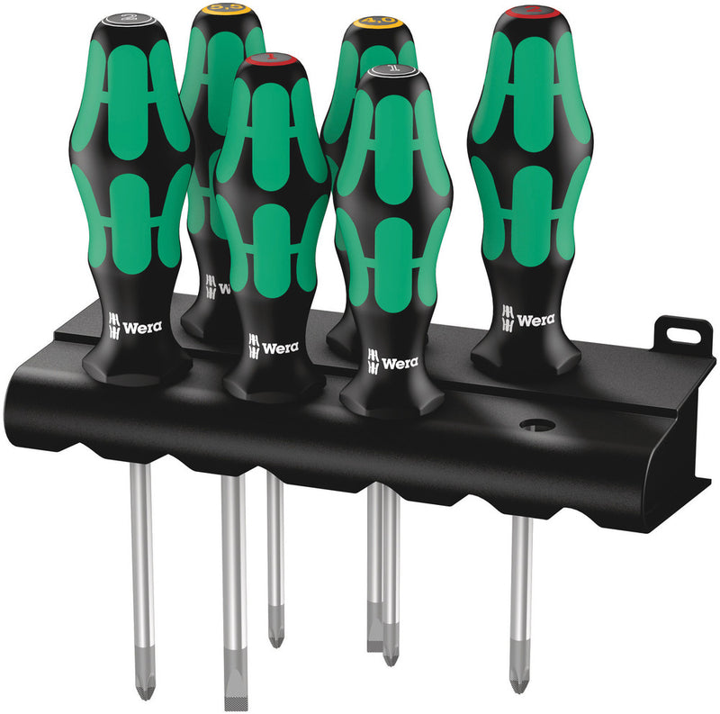 Wera 335/350/355/6 Screwdriver set Kraftform Plus Lasertip and rack, 6 pieces (05105622001)