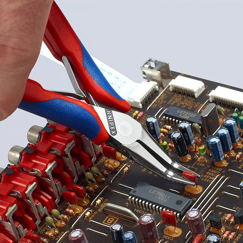 Knipex Electronics Pliers with multi - component grips mirror polished 145 mm 35 82 145 SB (comes attached to hang tag) - Tool Monster