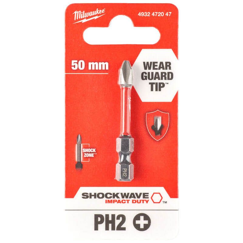 Milwaukee Shockwave Impact Duty PH2 X 50mm Screwdriving Bits - Tool Monster