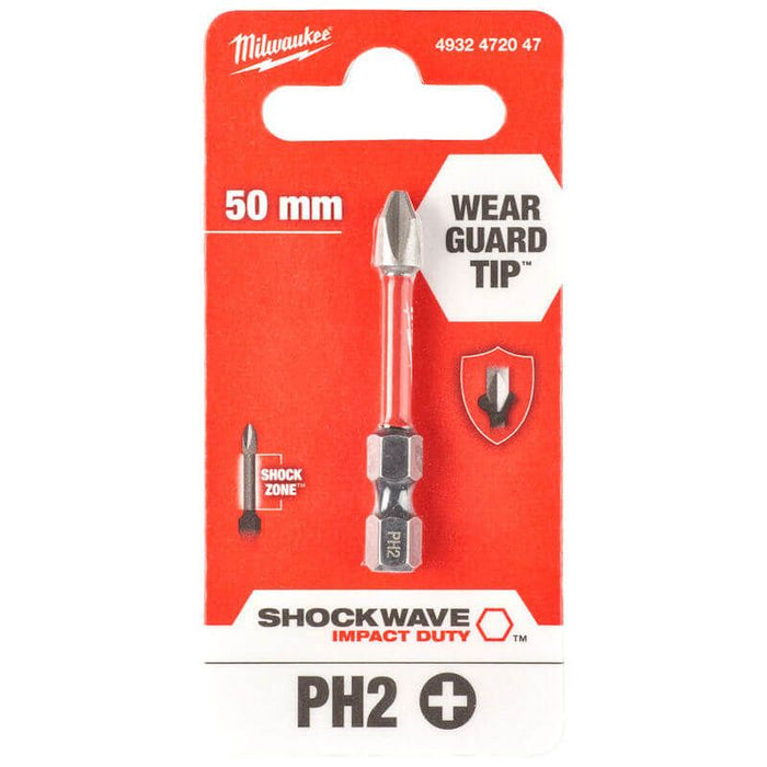 Milwaukee Shockwave Impact Duty PH2 X 50mm Screwdriving Bits