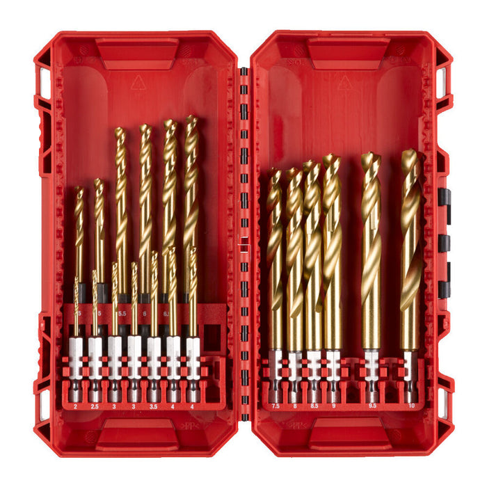 Milwaukee 4932493866 19pc Shockwave HSS-G Tin Red Hex, Metal Drill Bit Set