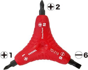 Vessel Three Point Screwdriver TD - 210 (Ph No.1/Ph No.2/Slotted 6) - Tool Monster