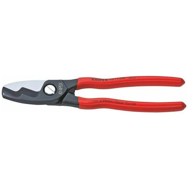 Knipex Cable Shears with twin cutting edge plastic coated burnished 200 mm Ø 20 mm / 70 mm² - Tool Monster
