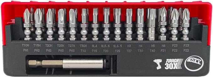 Vessel Set of 30 Torsion Impact Ball Bits + Bit Holder - Tool Monster
