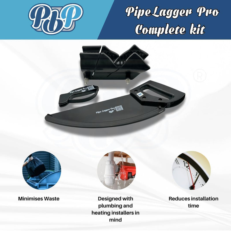PBP PipeLagger Pro Pipe Insulation Mitre Tool 33-85mm & Insulation Saw Black Plus Free Saw Sharpener