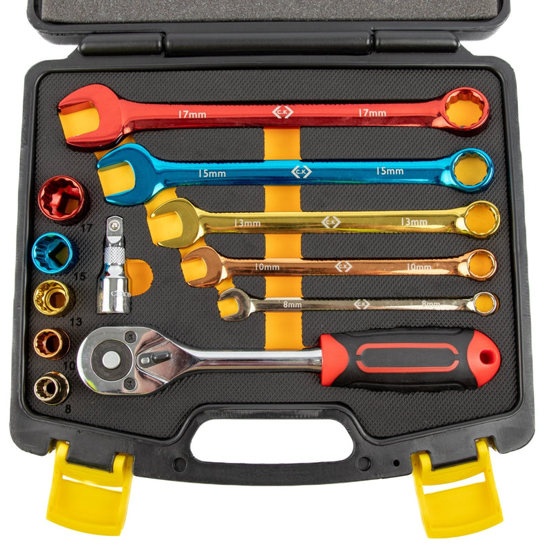 C.K Tools Coloured SureDrive 3/8in Socket & Spanner Set 12pc - Tool Monster