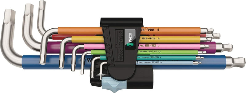 Wera Tools 05022669001 3950Spkl/9Sm Hex Key Set 1.5 - 10Mm Multicolour Stainless 9Pc - Tool Monster