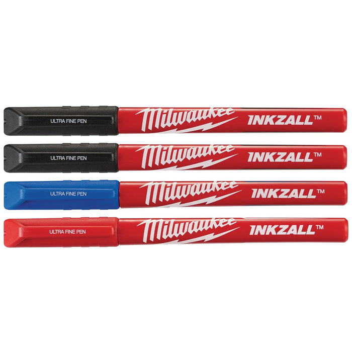 Milwaukee Inkzall Jobsite Pens - Multicolour (Pack of 4)