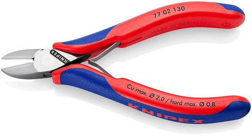 Knipex 77 02 130 Electronics Diagonal Cutters with multi - component grips 130 mm - Tool Monster