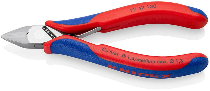 Knipex 77 42 130 Electronics Diagonal Cutters with multi - component grips 130 mm - Tool Monster