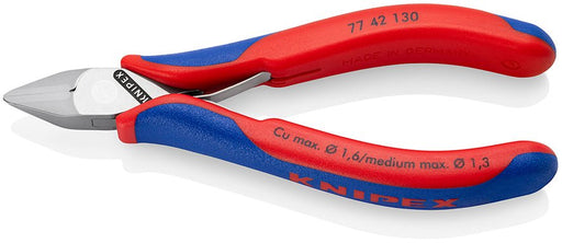 Knipex 77 42 130 Electronics Diagonal Cutters with multi - component grips 130 mm - Tool Monster