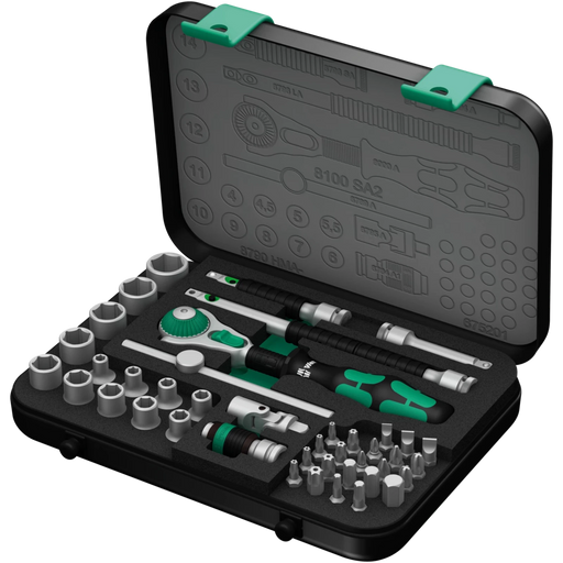Wera 8100Sa2 Socket Set 1/4" Drive Metric Zyklop 42Pc - Tool Monster