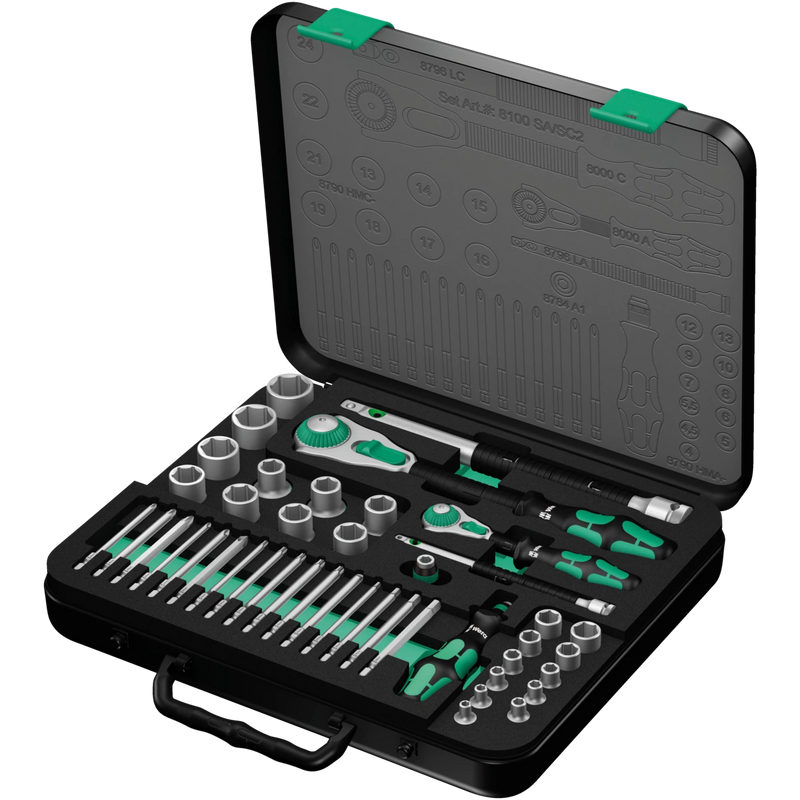Wera 8100Sa/Sc2 Ratchet Set 1/4" + 1/2 Drive Metric Zyklop 43Pc