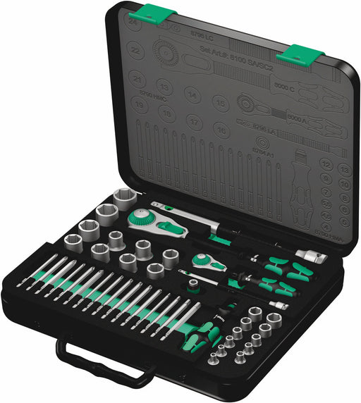 Wera 8100 SA/SC 2 Zyklop Speed Ratchet Set, 1/4" drive and 1/2" drive, metric, 43 pieces (05160785001)