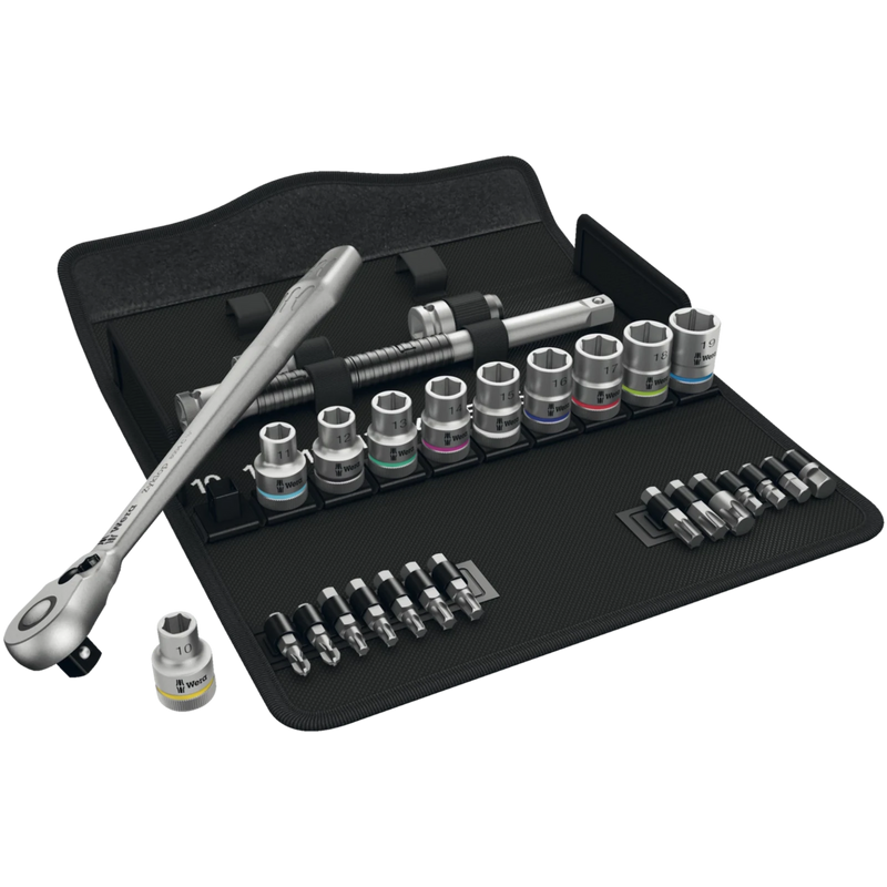 Wera 8100Sc8 Socket Set 1/2" Drive Metric Zyklop Metal Switch - Tool Monster