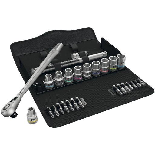 Wera 8100Sc8 Socket Set 1/2" Drive Metric Zyklop Metal Switch - Tool Monster