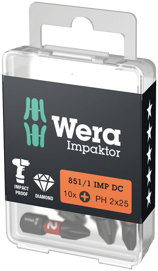Wera 851/1 IMP DC PH DIY Impaktor PH bits, PH 1 x 25 mm, 10 pieces (05057615001)