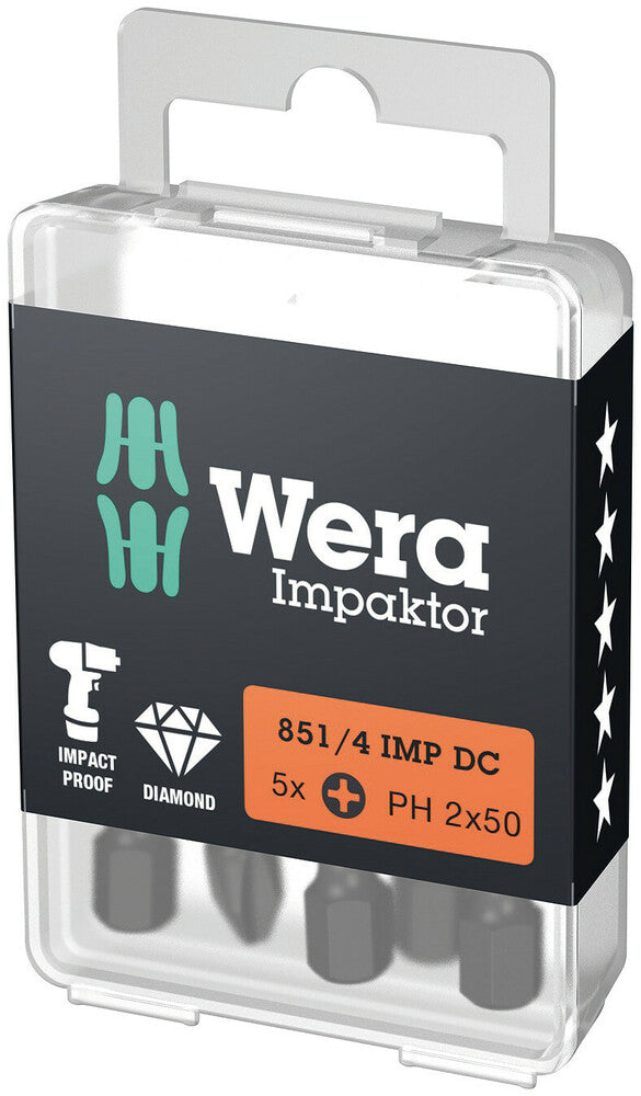 Wera 851/4 IMP DC PH DIY Impaktor PH bits, PH 3 x 50 mm, 5 pieces (05057657001)