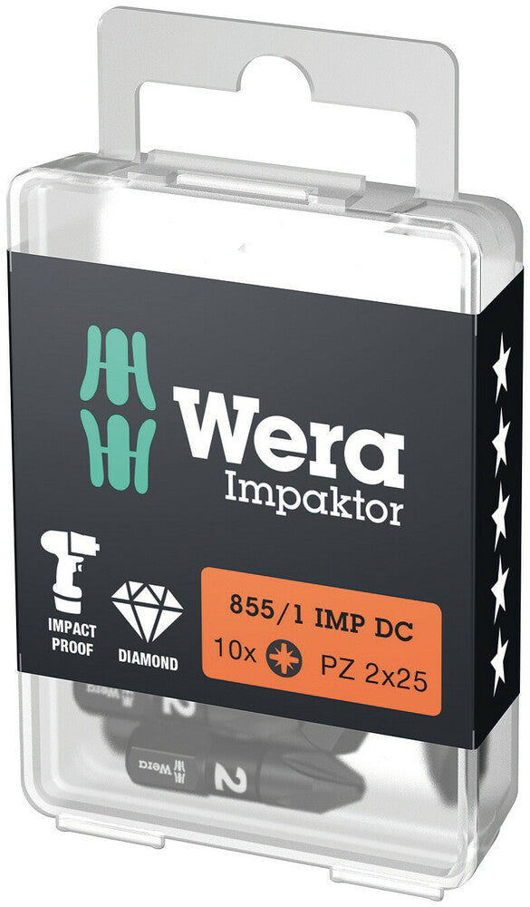 Wera 855/1 IMP DC PZ DIY Impaktor bits, PZ 3 x 25 mm, 10 pieces (05057622001)