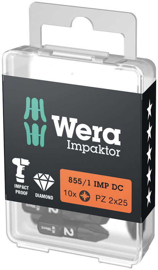 Wera 855/1 IMP DC PZ DIY Impaktor bits, PZ 3 x 25 mm, 10 pieces (05057622001)