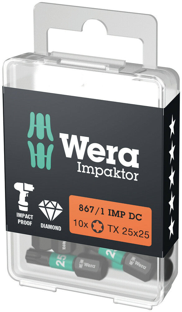 Wera 867/1 IMP DC TORX® DIY Impaktor bits, TX 10 x 25 mm, 10 pieces (05057628001)