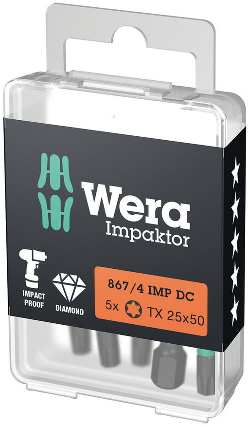 Wera 867/4 IMP DC TORX® DIY Impaktor bits, TX 30 x 50 mm, 5 pieces (05057666001)