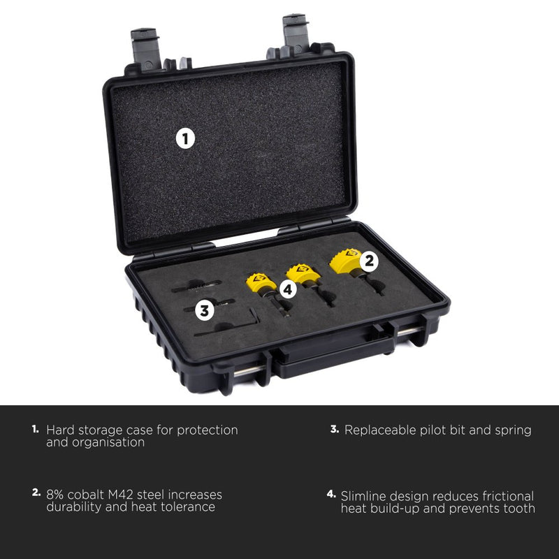 C.K Vorteck Sheet Steel Holesaw Set 20, 25 & 32mm with case