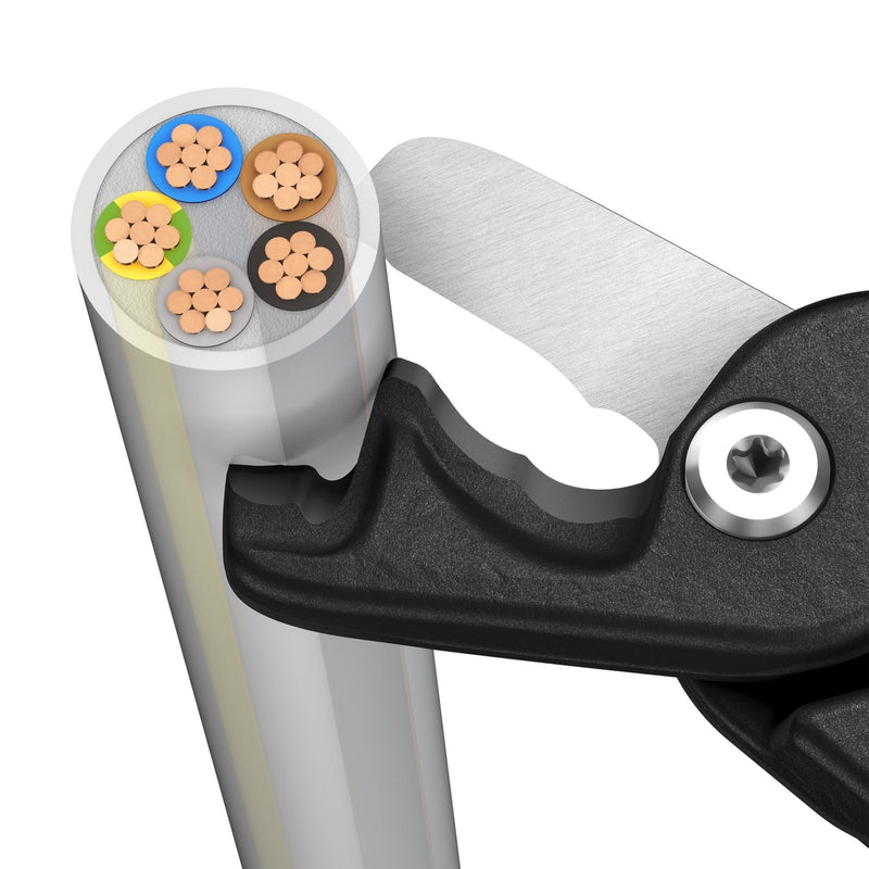 KNIPEX 95 18 225 StepCut® XL Cable shears with step cut insulating multi - component handle, VDE - tested burnished 234 mm - Tool Monster