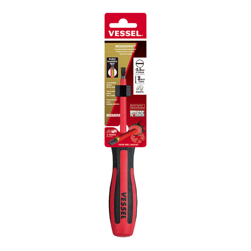 Vessel Megadora Insulated Screwdriver No.960 - 0.8x5x75 - Tool Monster