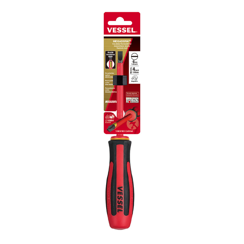 Vessel Megadora Insulated Screwdriver No.960 - 1.0x6x100 - Tool Monster
