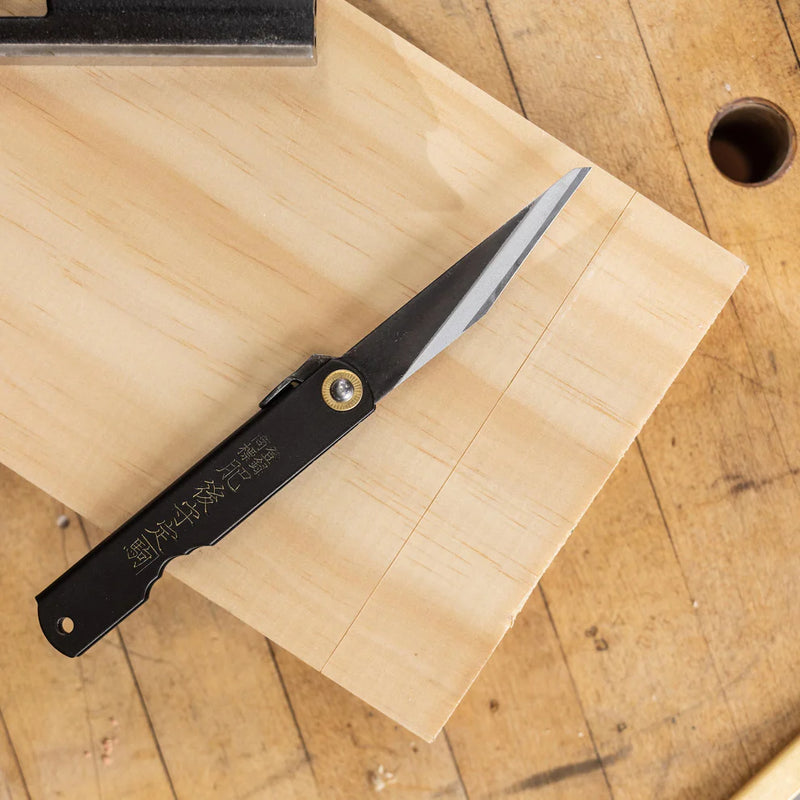 Japanese Marking Knife | Folding Single Bevel | Black Higonokami