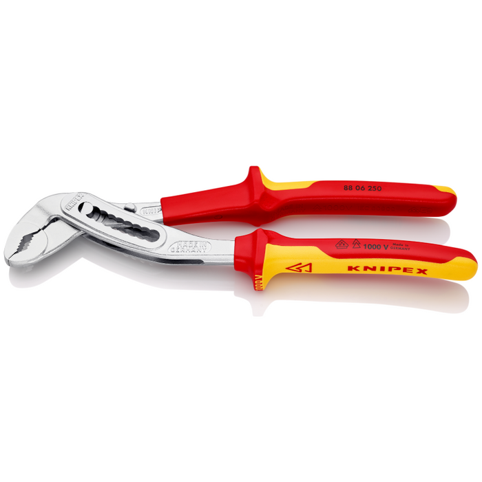 KNIPEX Alligator® Water Pump Pliers insulated with multi-component grips, VDE-tested chrome-plated 250 mm 1 1/2" / 36 mm