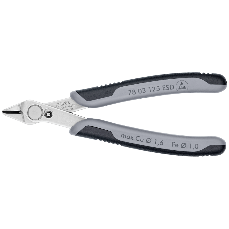Knipex Electronic Super Knips® ESD with multi - component grips polished 125 mm cutting edges without bevel - Tool Monster
