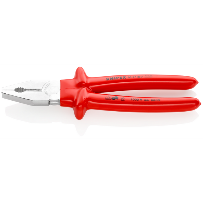 Knipex Combination Pliers with dipped insulation, VDE-tested chrome-plated 250 mm cutting edges with bevel